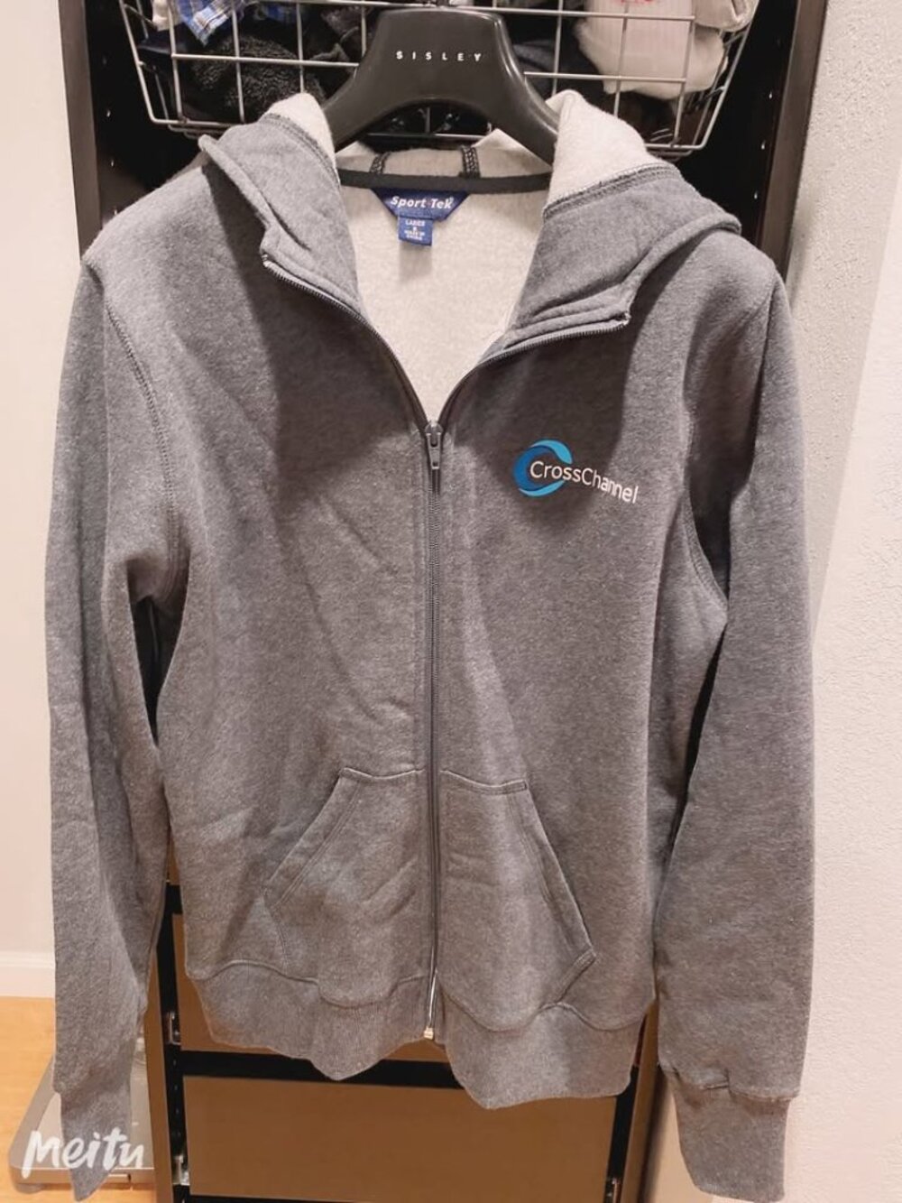 New women hoodie size S long sleeve top outwear jacket gray fleece & hooded cros